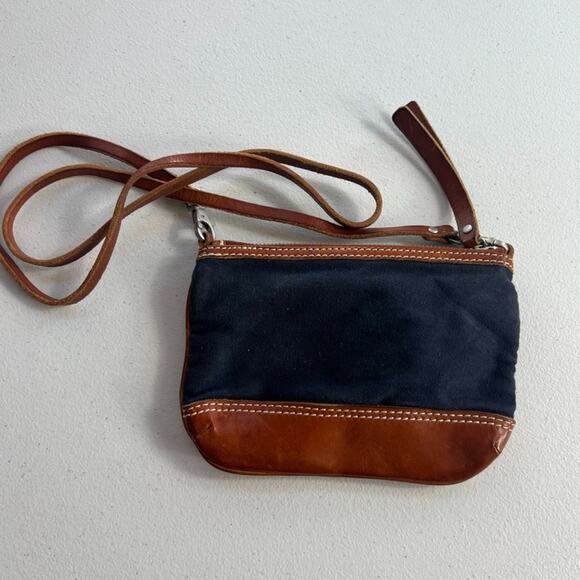 Lands End 1963 Bag Blue Canvas With Leather Trims Crossbody Strap - Picture 5 of 9